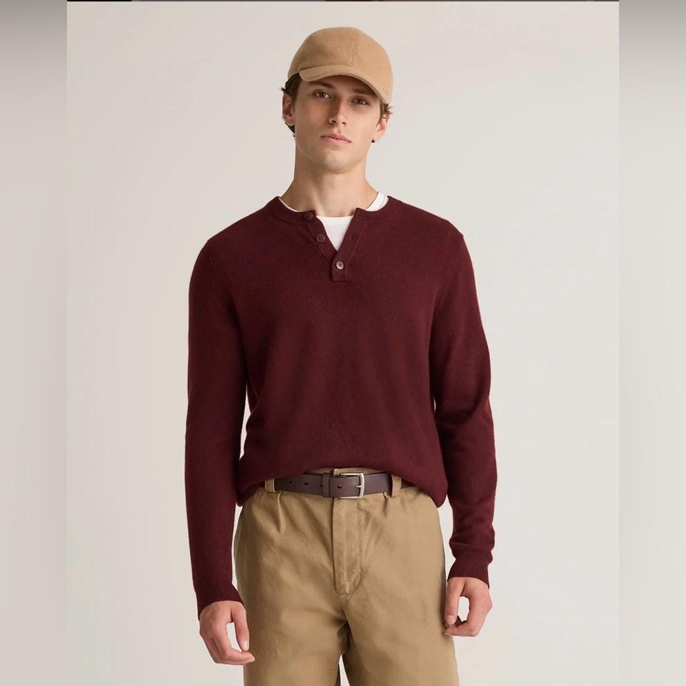 NWT Quince Mongolian Cashmere Henley Sweater